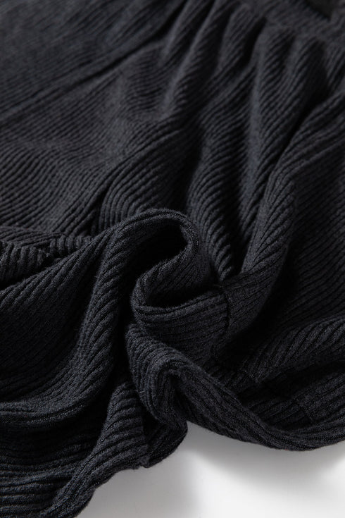 Ribbed Texture Drawstring Active Athletic Jogger Pants