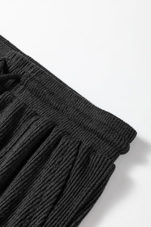 Ribbed Texture Drawstring Active Athletic Jogger Pants