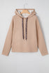 Ribbed Texture Lace Drawstring Drop Shoulder Hoodie