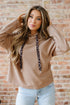 Ribbed Texture Lace Drawstring Drop Shoulder Hoodie