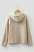 Ribbed Texture Lace Drawstring Drop Shoulder Hoodie