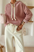 Ribbed Texture Lace Drawstring Drop Shoulder Hoodie