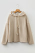Ribbed Texture Lace Drawstring Drop Shoulder Hoodie