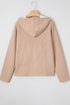 Ribbed Texture Lace Drawstring Drop Shoulder Hoodie