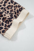 Ribbed Texture Leopard Patchwork Button Down Short Sleeve Shirt
