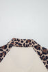 Ribbed Texture Leopard Patchwork Button Down Short Sleeve Shirt