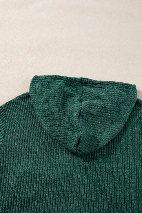 Ribbed Texture Long Sleeve Zip Up Everyday Hoodie