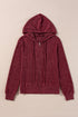 Ribbed Texture Long Sleeve Zip Up Everyday Hoodie