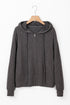 Ribbed Texture Long Sleeve Zip Up Everyday Hoodie