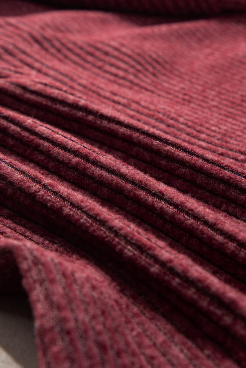 Ribbed Texture Long Sleeve Zip Up Everyday Hoodie