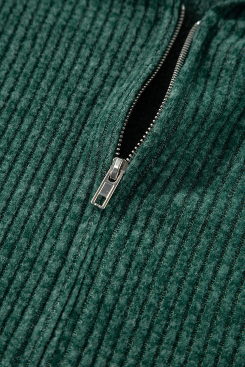 Ribbed Texture Long Sleeve Zip Up Everyday Hoodie