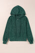 Ribbed Texture Long Sleeve Zip Up Everyday Hoodie