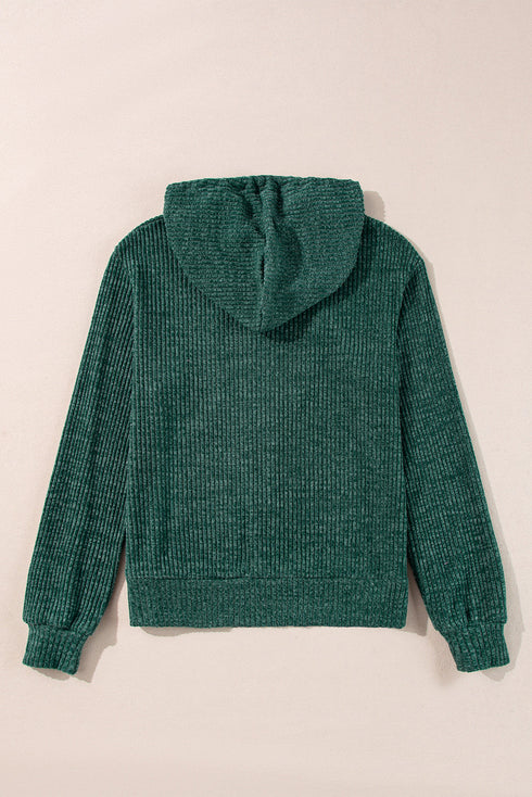 Ribbed Texture Long Sleeve Zip Up Everyday Hoodie