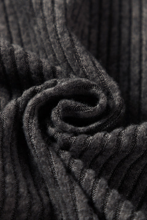 Ribbed Texture Long Sleeve Zip Up Everyday Hoodie