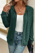Ribbed Texture Long Sleeve Zip Up Everyday Hoodie