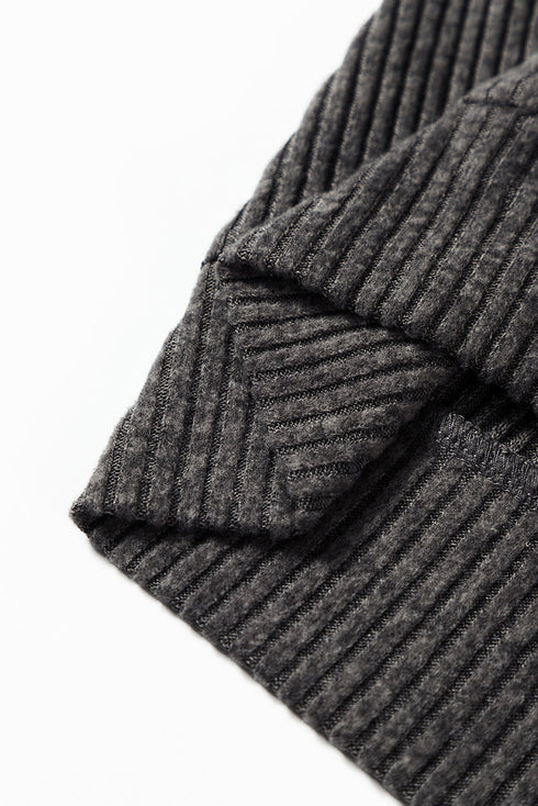 Ribbed Texture Long Sleeve Zip Up Everyday Hoodie