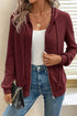 Ribbed Texture Long Sleeve Zip Up Everyday Hoodie