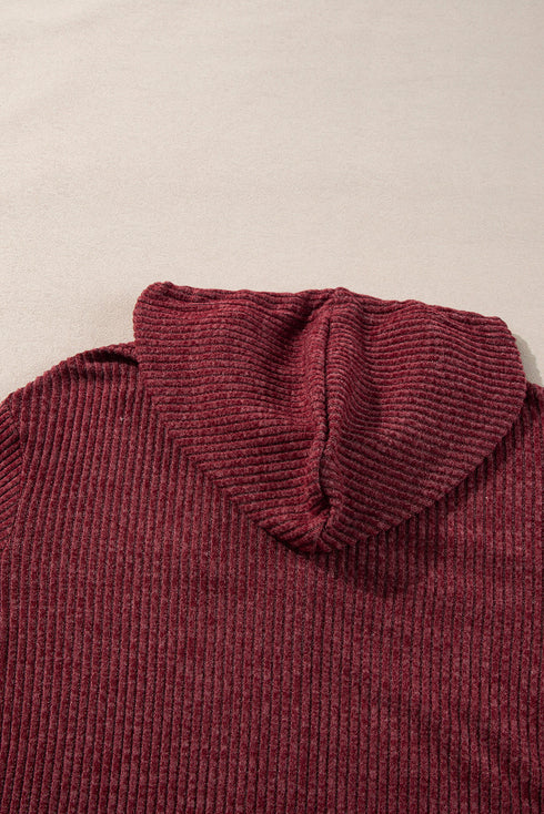 Ribbed Texture Long Sleeve Zip Up Everyday Hoodie