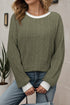 Ribbed Texture Round Neck Long Sleeve Everyday Top