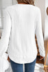 Ribbed Texture Round Neck Long Sleeve Rounded Hem Top