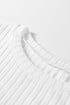Ribbed Texture Round Neck Long Sleeve Rounded Hem Top