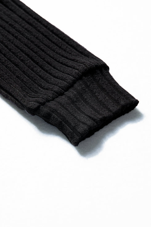 Ribbed Texture Round Neck Long Sleeve Rounded Hem Top