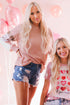 Ribbed Textured Knit Sequin Leopard Sleeve Top