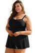 Ribbed Textured Scalloped Trim Swim Dress Swimwear