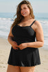 Ribbed Textured Scalloped Trim Swim Dress Swimwear