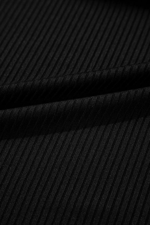 Ribbed Textured Scalloped Trim Swim Dress Swimwear