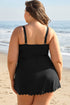 Ribbed Textured Scalloped Trim Swim Dress Swimwear