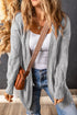 Ribbed Trim Eyelet Cable Knit Cardigan
