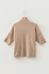 Ribbed Trim High Neck Short Sleeve Casual Knit Sweater