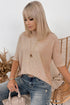 Ribbed Trim High Neck Short Sleeve Casual Knit Sweater