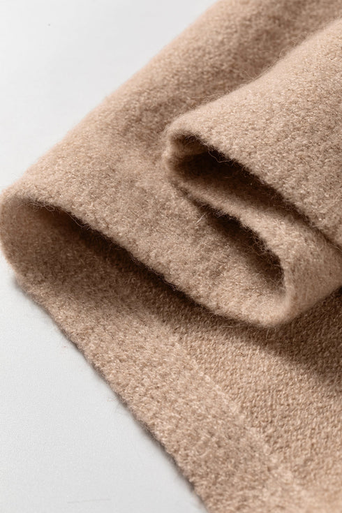 Ribbed Trim High Neck Short Sleeve Casual Knit Sweater