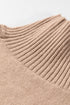Ribbed Trim High Neck Short Sleeve Casual Knit Sweater