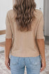 Ribbed Trim High Neck Short Sleeve Casual Knit Sweater