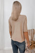 Ribbed Trim High Neck Short Sleeve Casual Knit Sweater