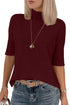 Ribbed Trim High Neck Short Sleeve Sweater