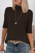 Ribbed Trim High Neck Short Sleeve Sweater
