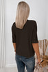 Ribbed Trim High Neck Short Sleeve Sweater