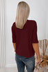 Ribbed Trim High Neck Short Sleeve Sweater
