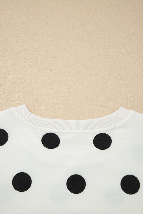 Ribbed Trim Polka Dot Tank Skort Two Piece Dress
