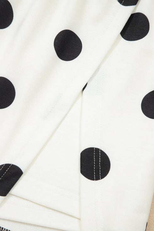 Ribbed Trim Polka Dot Tank Skort Two Piece Dress