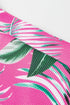 Ribbed Tropical Leaf Print High Waisted Bikini Set