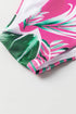 Ribbed Tropical Leaf Print High Waisted Bikini Set