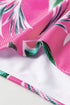 Ribbed Tropical Leaf Print High Waisted Bikini Set