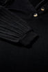 Ribbed V Neck Button Front Puff Sleeve Slim Top