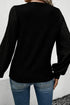 Ribbed V Neck Button Front Puff Sleeve Slim Top