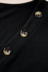 Ribbed V Neck Button Front Puff Sleeve Slim Top